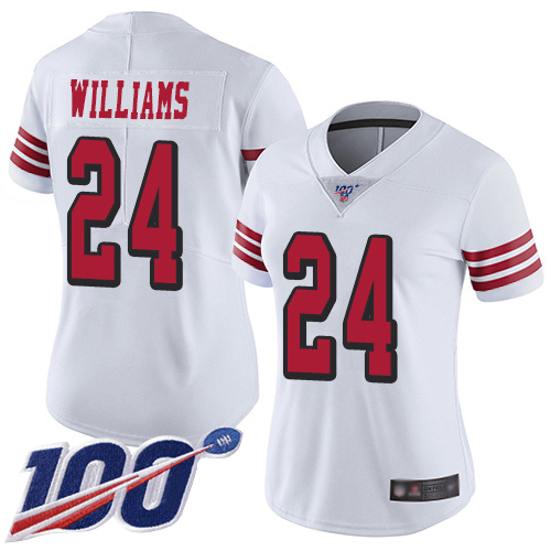 San Francisco 49ers Limited White Women K Waun Williams NFL Jersey 24 100th Season Vapor Untouchable Rush